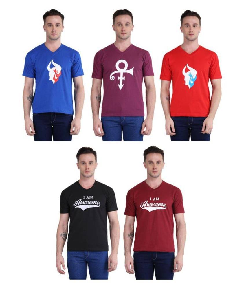 British Terminal Pack of 5 100 Percent Cotton Slim Fit Men's T-Shirt ( Multi ) British Terminal Pack of 5 100 Percent Cotton Slim Fit Men's T-Shirt ( Multi )