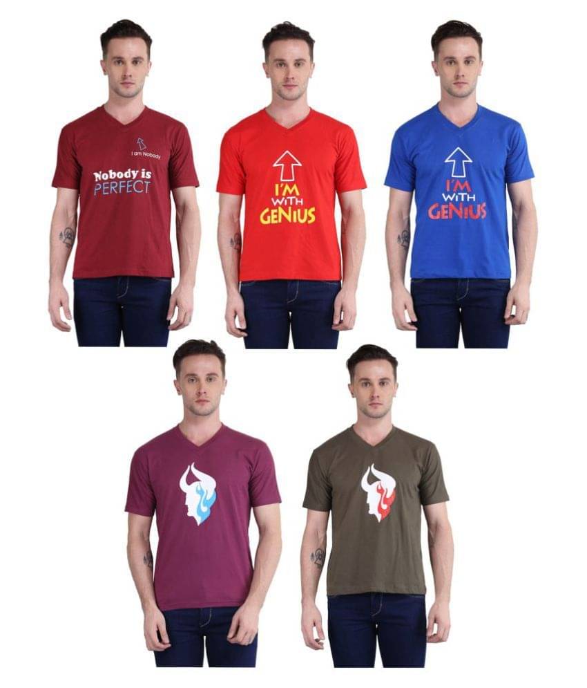 British Terminal Pack of 5 100 Percent Cotton Slim Fit Men's T-Shirt ( Multi ) British Terminal Pack of 5 100 Percent Cotton Slim Fit Men's T-Shirt ( Multi )