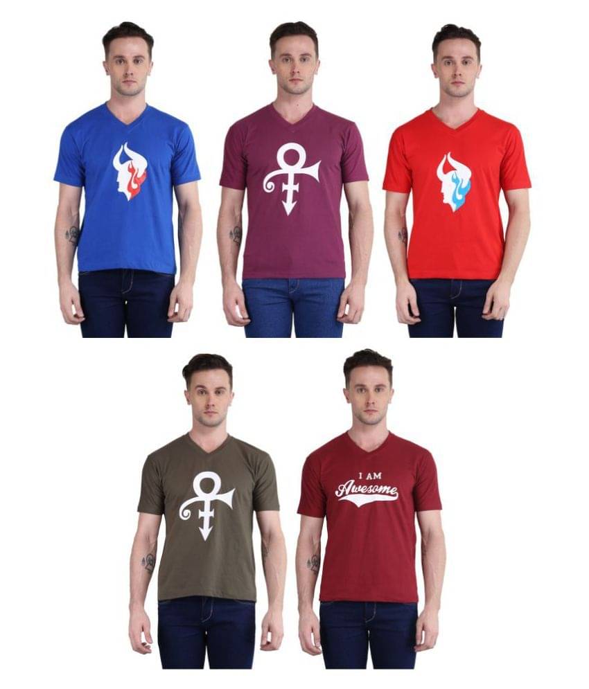 British Terminal Pack of 5 100 Percent Cotton Slim Fit Men's T-Shirt ( Multi ) British Terminal Pack of 5 100 Percent Cotton Slim Fit Men's T-Shirt ( Multi )