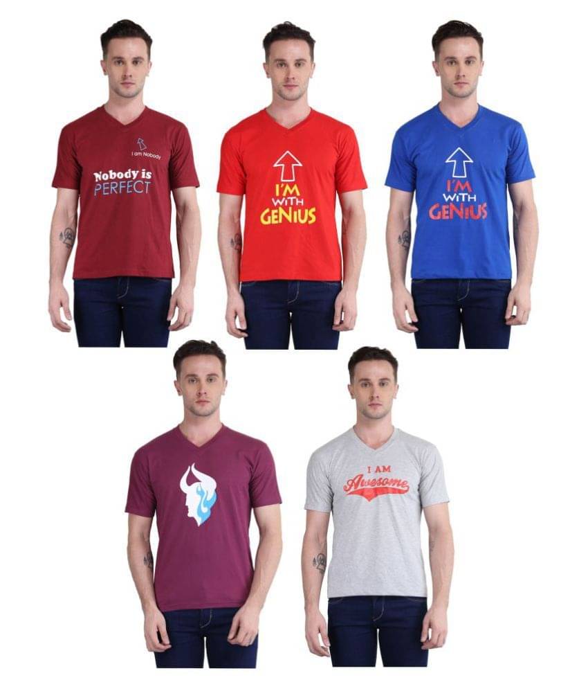 British Terminal Pack of 5 100 Percent Cotton Slim Fit Men's T-Shirt ( Multi ) British Terminal Pack of 5 100 Percent Cotton Slim Fit Men's T-Shirt ( Multi )