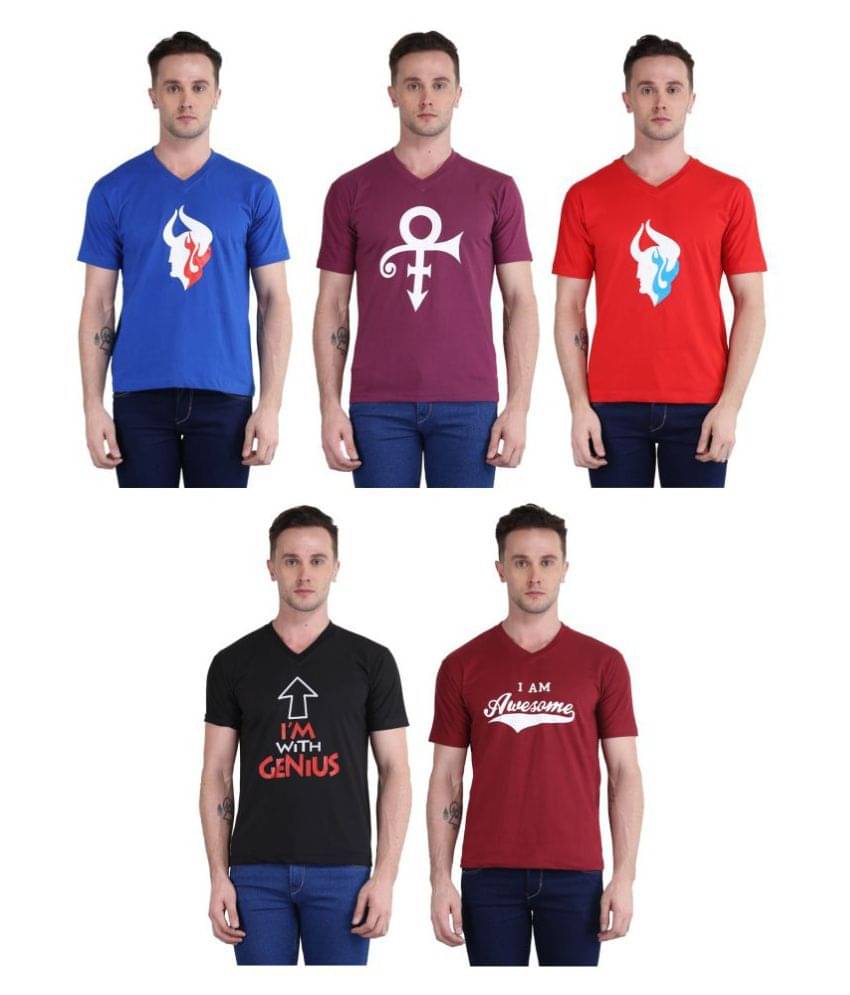 British Terminal Pack of 5 100 Percent Cotton Slim Fit Men's T-Shirt ( Multi ) British Terminal Pack of 5 100 Percent Cotton Slim Fit Men's T-Shirt ( Multi )