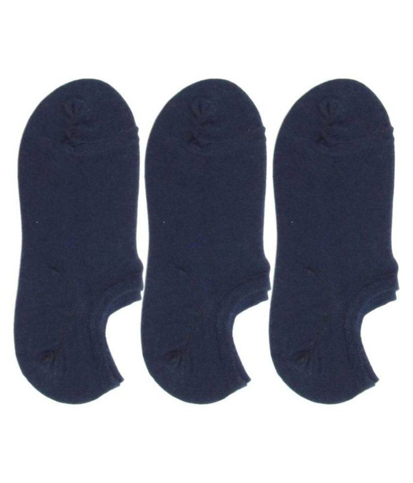     			Tahiro Blue Cotton Casual No Show Socks - Pack Of 3