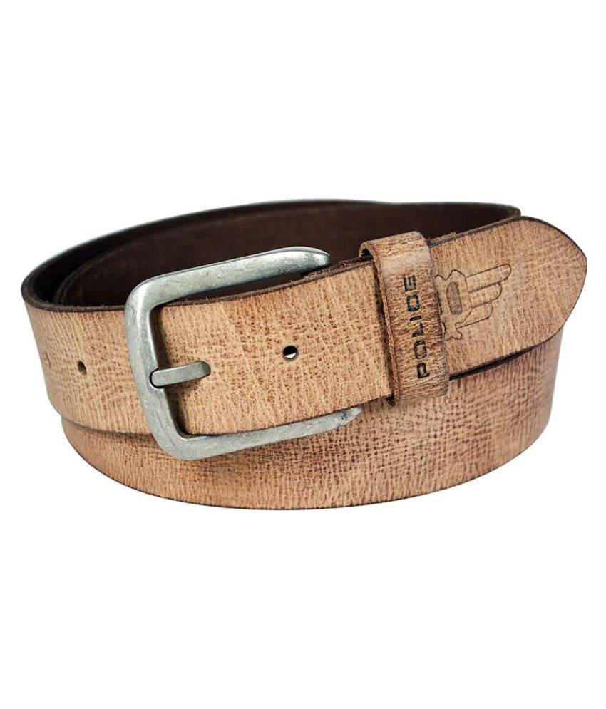     			Police Beige Leather Casual Belts