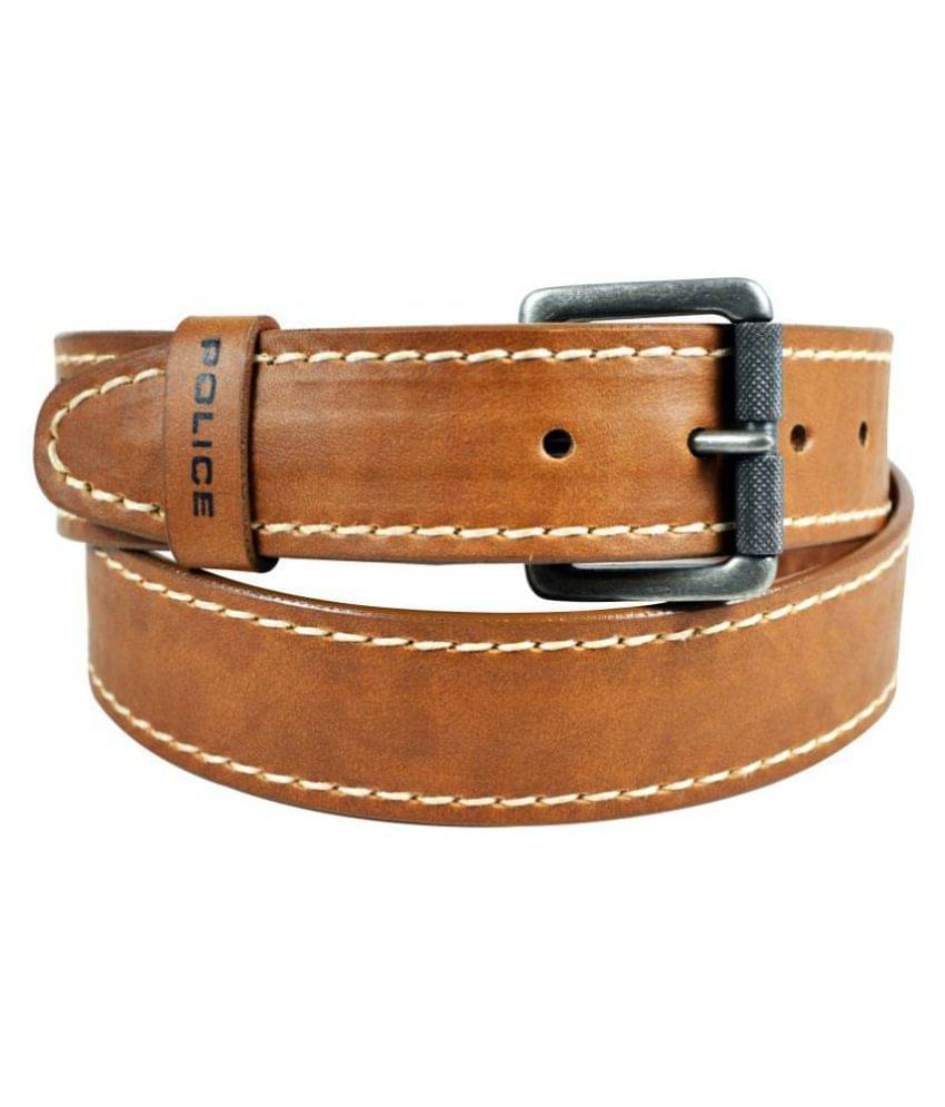     			Police Tan Leather Casual Belts