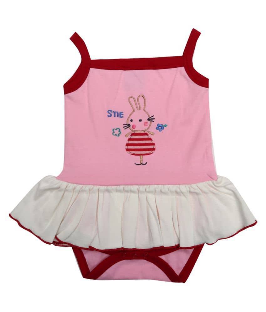 KABOOS Baby Girls Cotton Bodysuit ( Light Pink )