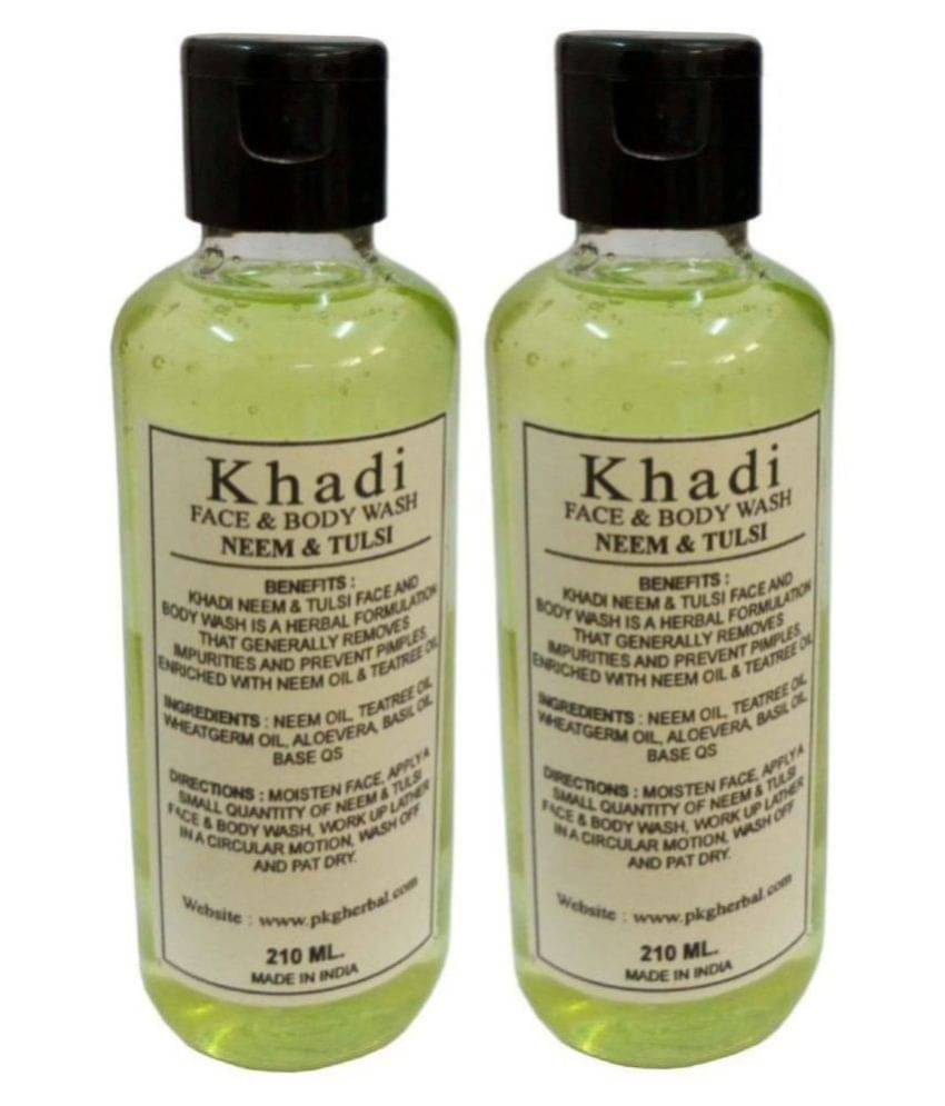 Khadi Herbal Neem & Tulsi Face & Body Wash 210 ml Pack of 2     			Khadi Herbal Neem & Tulsi Face & Body Wash 210 ml Pack of 2