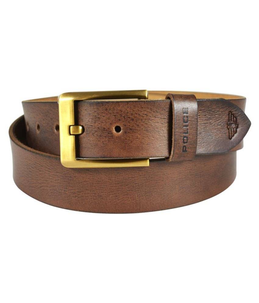 Police Brown Leather Casual Belts     			Police Brown Leather Casual Belts