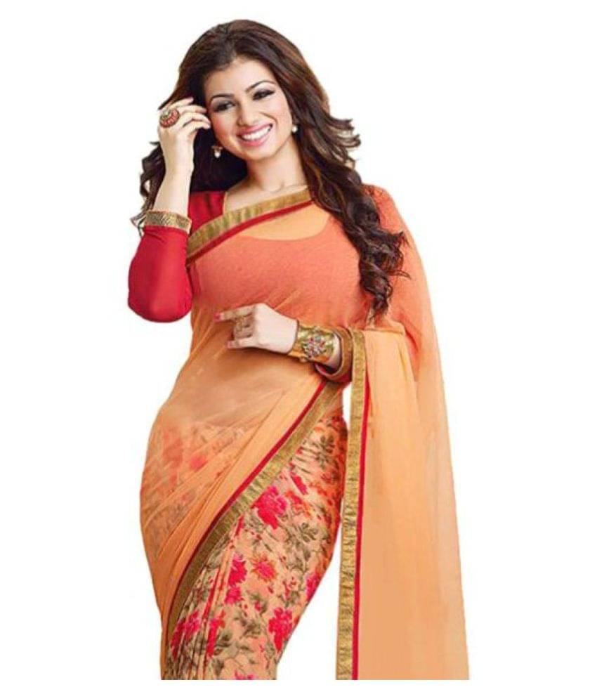 Gazal Fashions Chiffon Printed Saree With Unstitched Blouse Piece ( Multicolor ) Gazal Fashions Chiffon Printed Saree With Unstitched Blouse Piece ( Multicolor )