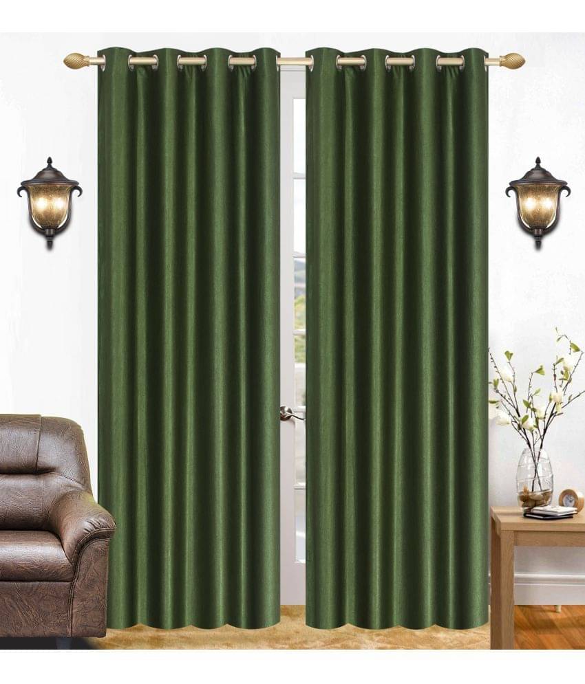 Stella Creations Set of 2 Door Eyelet Curtains Plain Green Stella Creations Set of 2 Door Eyelet Curtains Plain Green