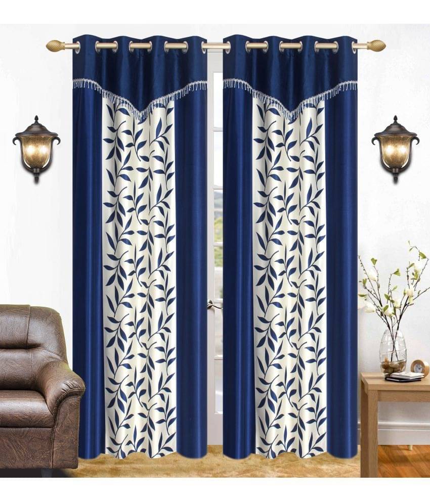 Stella Creations Set of 2 Door Eyelet Curtains Printed Navy Blue Stella Creations Set of 2 Door Eyelet Curtains Printed Navy Blue