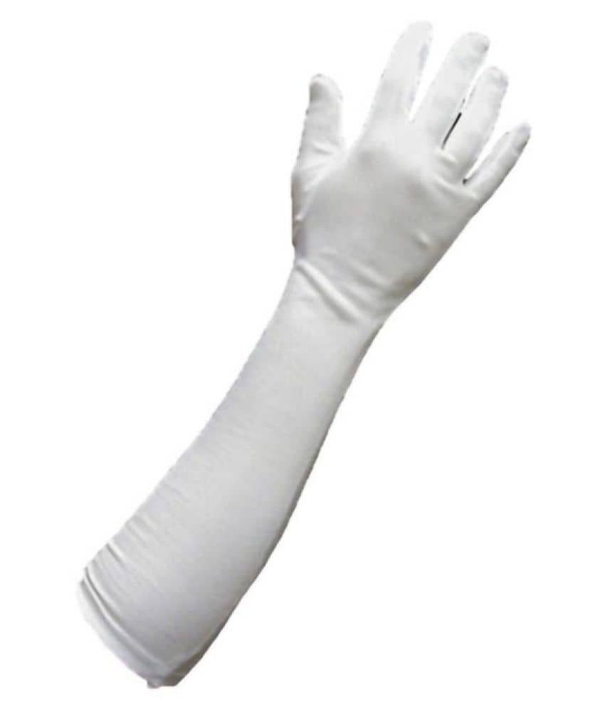 Tahiro White Cotton Full Arm Length Sun Rays Protecting Gloves - Pack Of 1 - Dupattas & Shawls | Buy online on ZillyBuy