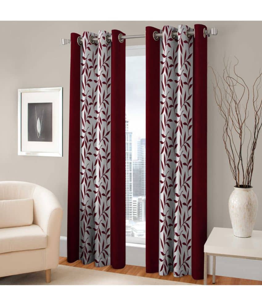 Fashworld Printed Semi-Transparent Eyelet Door Curtain 7 ft Single -Multi Color