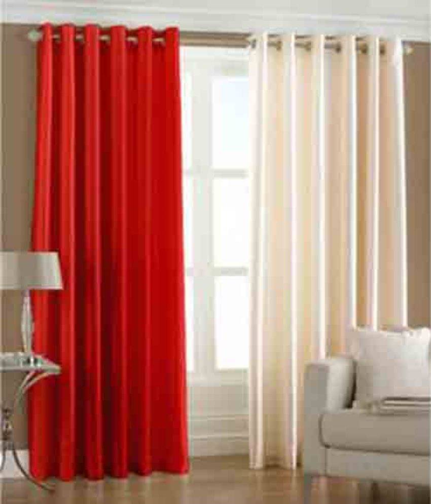     			IDOLESHOP Set of 2 Door Eyelet Curtains Plain Multi Color