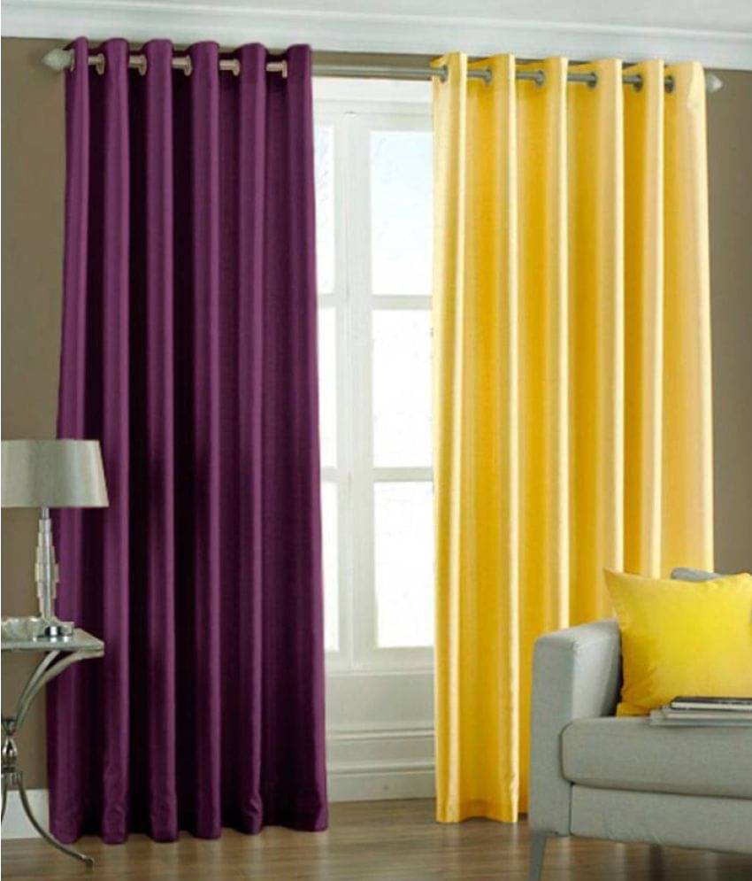 IDOLESHOP Set of 2 Long Door Eyelet Curtains Plain Multi Color IDOLESHOP Set of 2 Long Door Eyelet Curtains Plain Multi Color