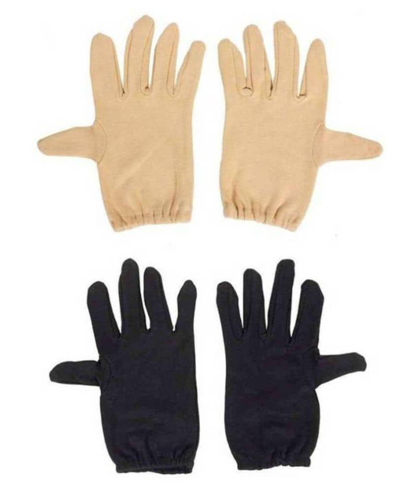 Tahiro Black & Beige Cotton Gloves - Pack Of 2 - Dupattas & Shawls | Buy online on ZillyBuy