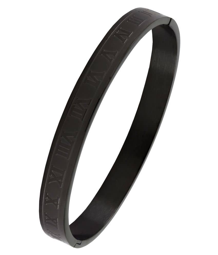The Jewelbox Italian Roman Black 316L Surgical Stainless Steel Openable Bangle Kada Bracelet For Men Boys - Bangles & Bracelets | Buy online on ZillyBuy