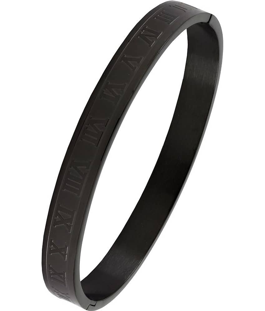 The Jewelbox Italian Roman Black 316L Surgical Stainless Steel Openable Bangle Kada Bracelet For Men Boys - Bangles & Bracelets | Buy online on ZillyBuy