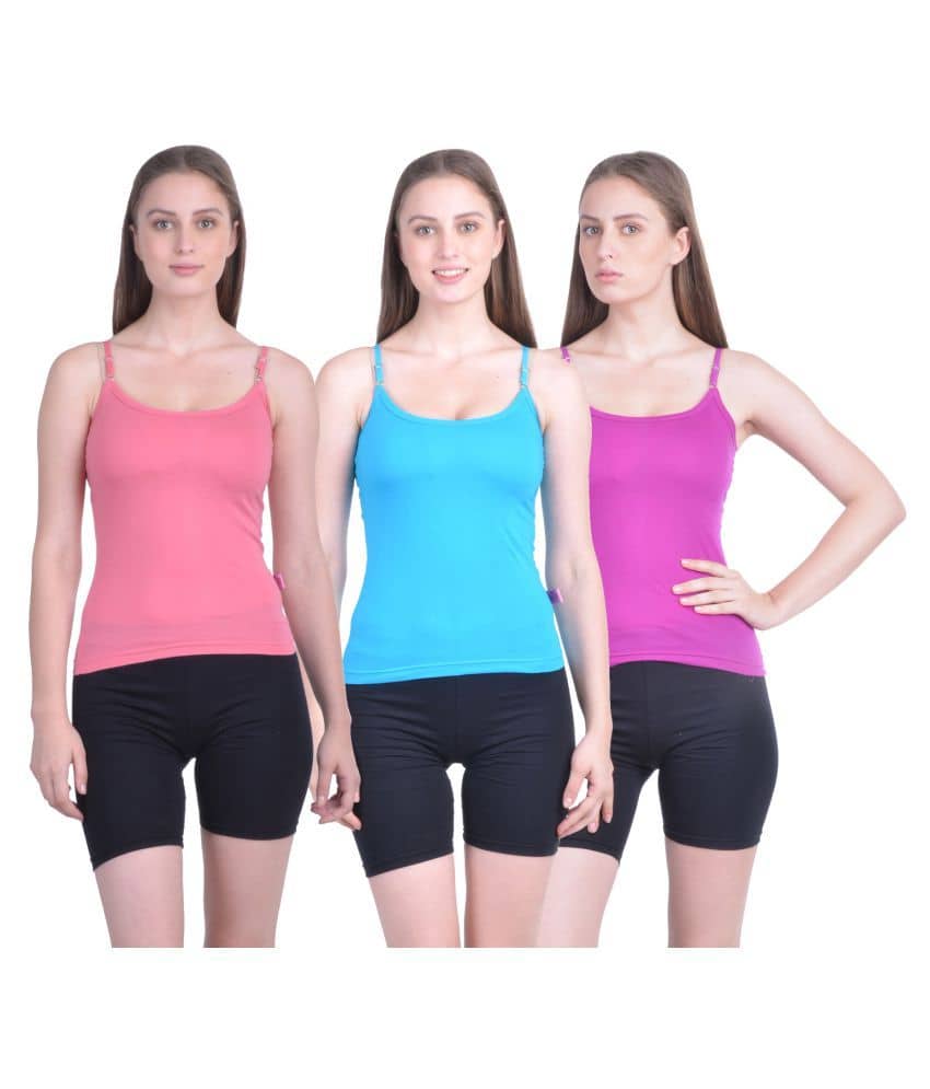 Dollar Missy Wome's Multicolor Cotton Camisole Pack of 3