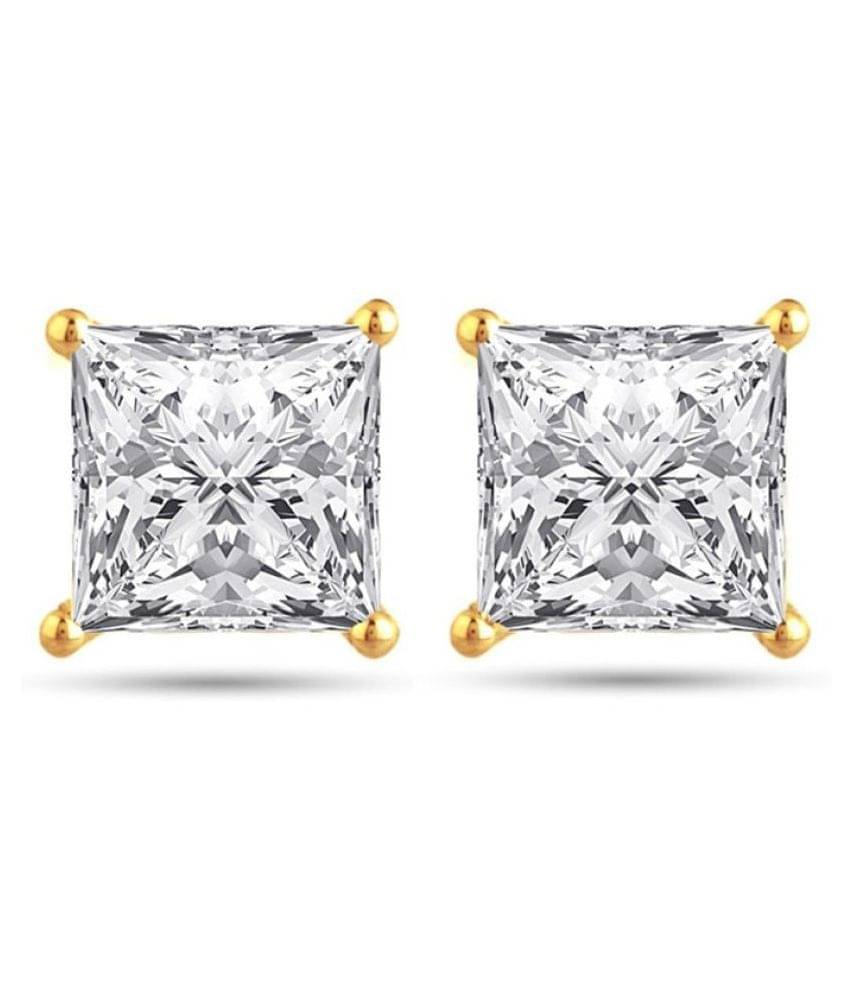     			Fashion Frill Single Stone Square Shape Earring