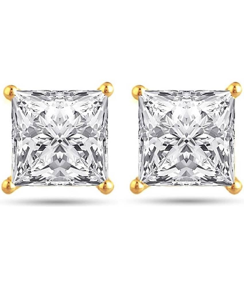Fashion Frill Single Stone Square Shape Earring - Earrings | Buy online on ZillyBuy