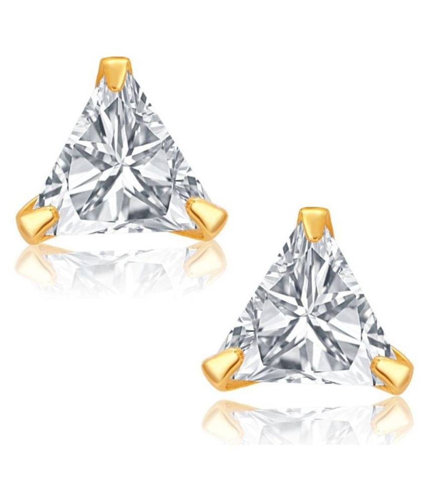     			Fashion Frill Single Stone Triangle Shape Earring
