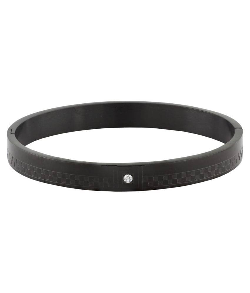 Formula 1 Checks American Diamond Black Stainless Steel Openable Free Size Kada Bangle Bracelet Men Boy Formula 1 Checks American Diamond Black Stainless Steel Openable Free Size Kada Bangle Bracelet Men Boy