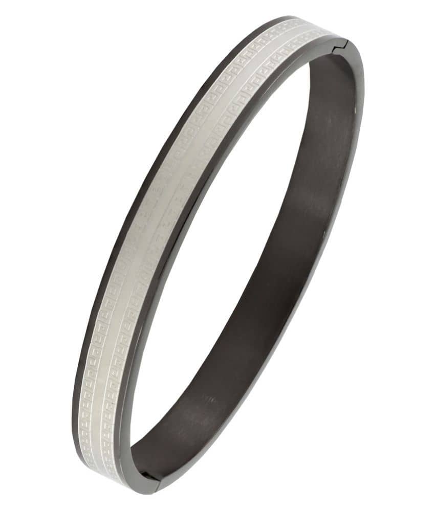 Italian Designer Black Silver Surgical Stainless Steel Openable Free Size Kada Bangle Bracelet Men Boy - Bangles & Bracelets | Buy online on ZillyBuy