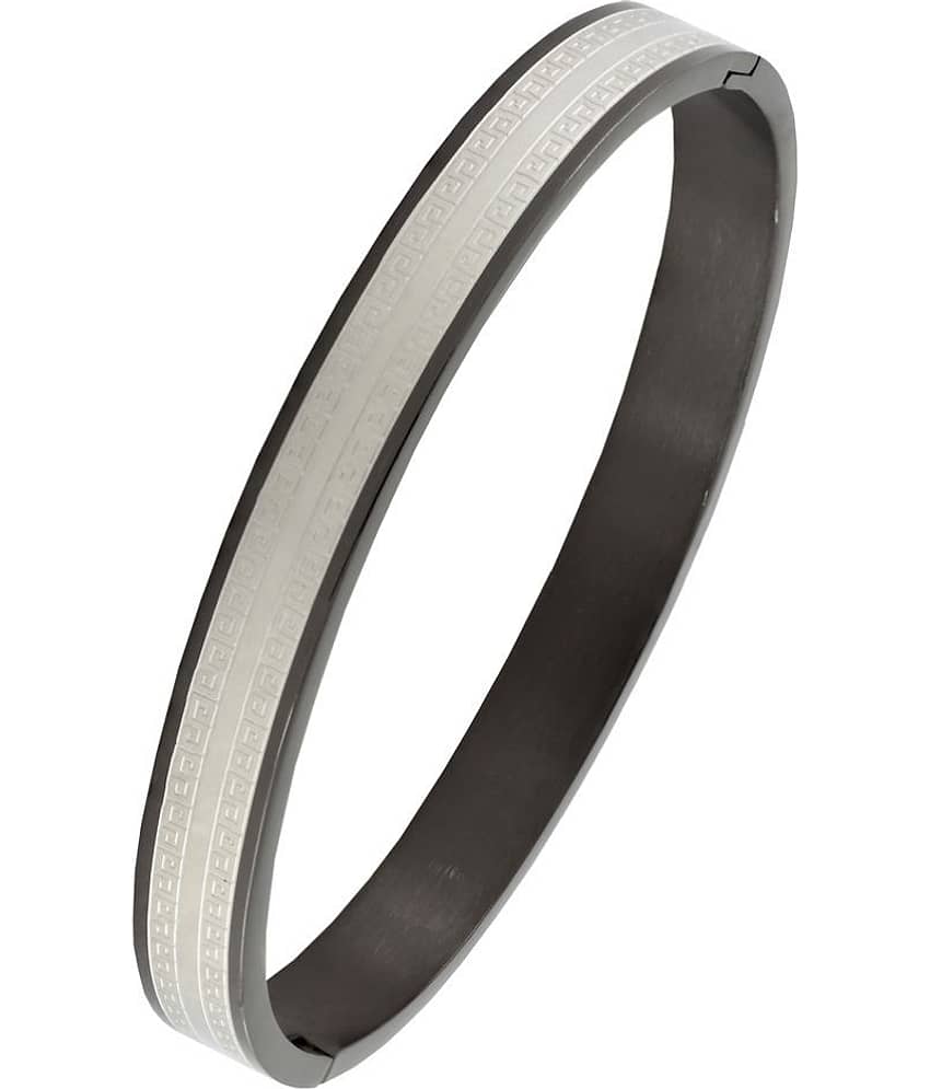 Italian Designer Black Silver Surgical Stainless Steel Openable Free Size Kada Bangle Bracelet Men Boy - Bangles & Bracelets | Buy online on ZillyBuy