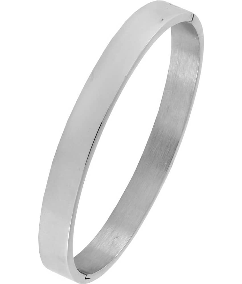 The Jewelbox Classic Glossy 316L Surgical Stainless Steel Silver Plated Openable Bangle Bracelet Boys Men - Bangles & Bracelets | Buy online on ZillyBuy