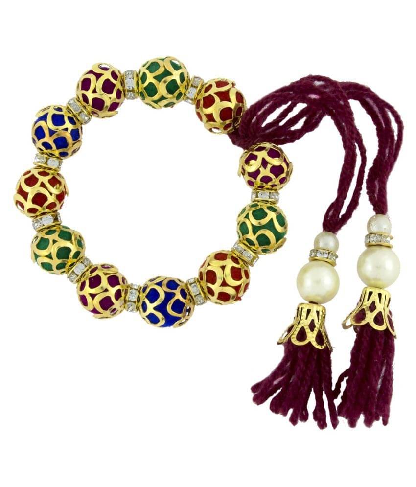 The Jewelbox Handcrafted Filigree Multicolor Thread Gold Plated Pearl Cz Bracelet For Kids Girls Women The Jewelbox Handcrafted Filigree Multicolor Thread Gold Plated Pearl Cz Bracelet For Kids Girls Women
