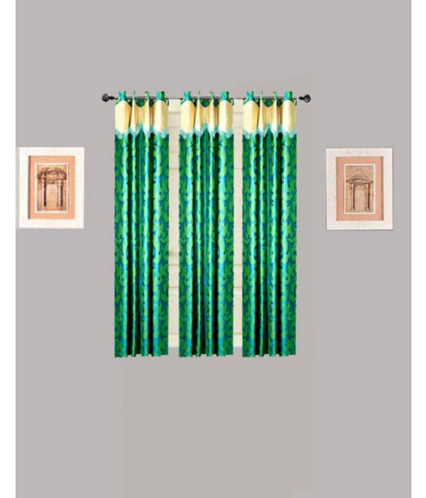 Tidy Set of 3 Window Eyelet Curtains Floral Green Tidy Set of 3 Window Eyelet Curtains Floral Green