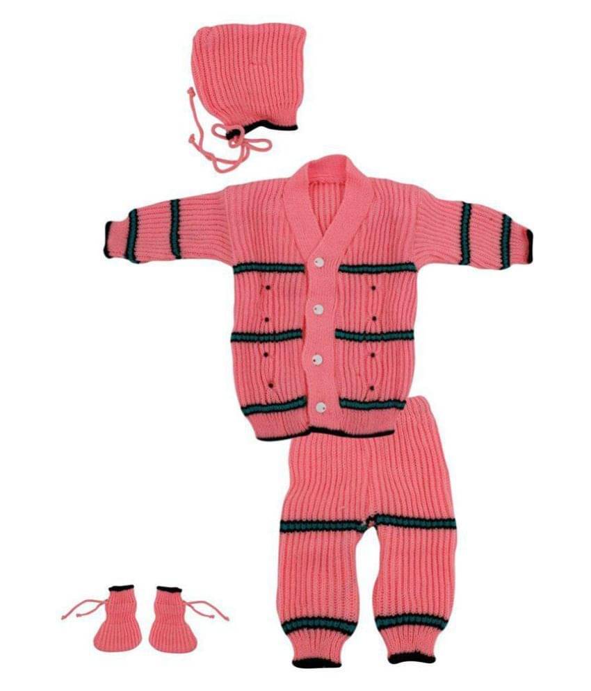     			The Creators Pack of 4 Unisex for Baby Woollen Cardigans ( Pink )