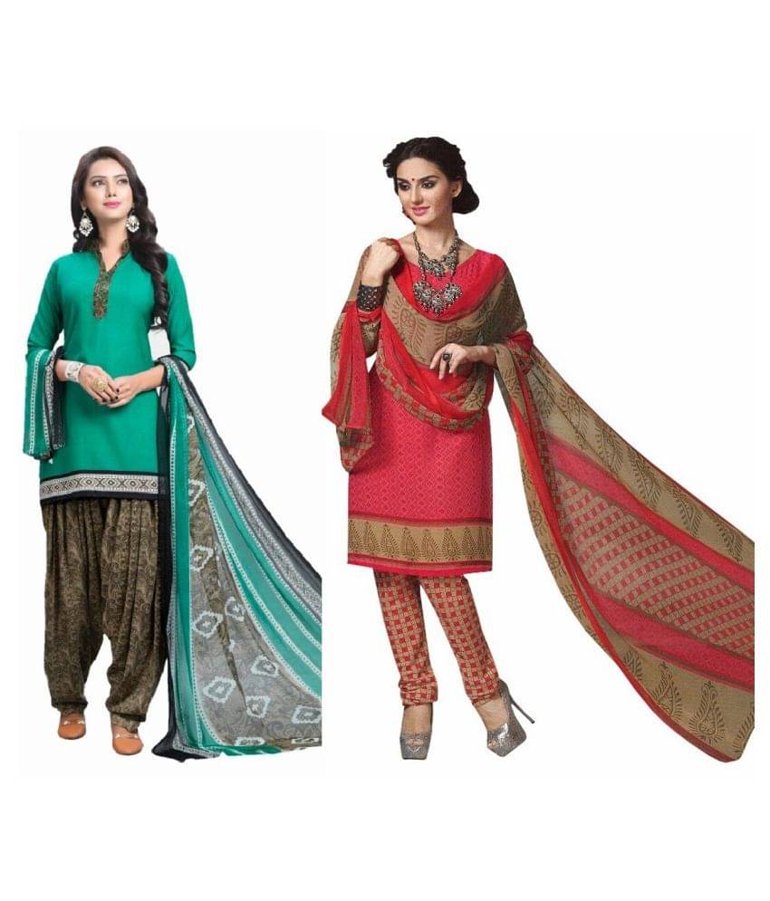 Reya Red and Brown Crepe Dress Material Reya Red and Brown Crepe Dress Material