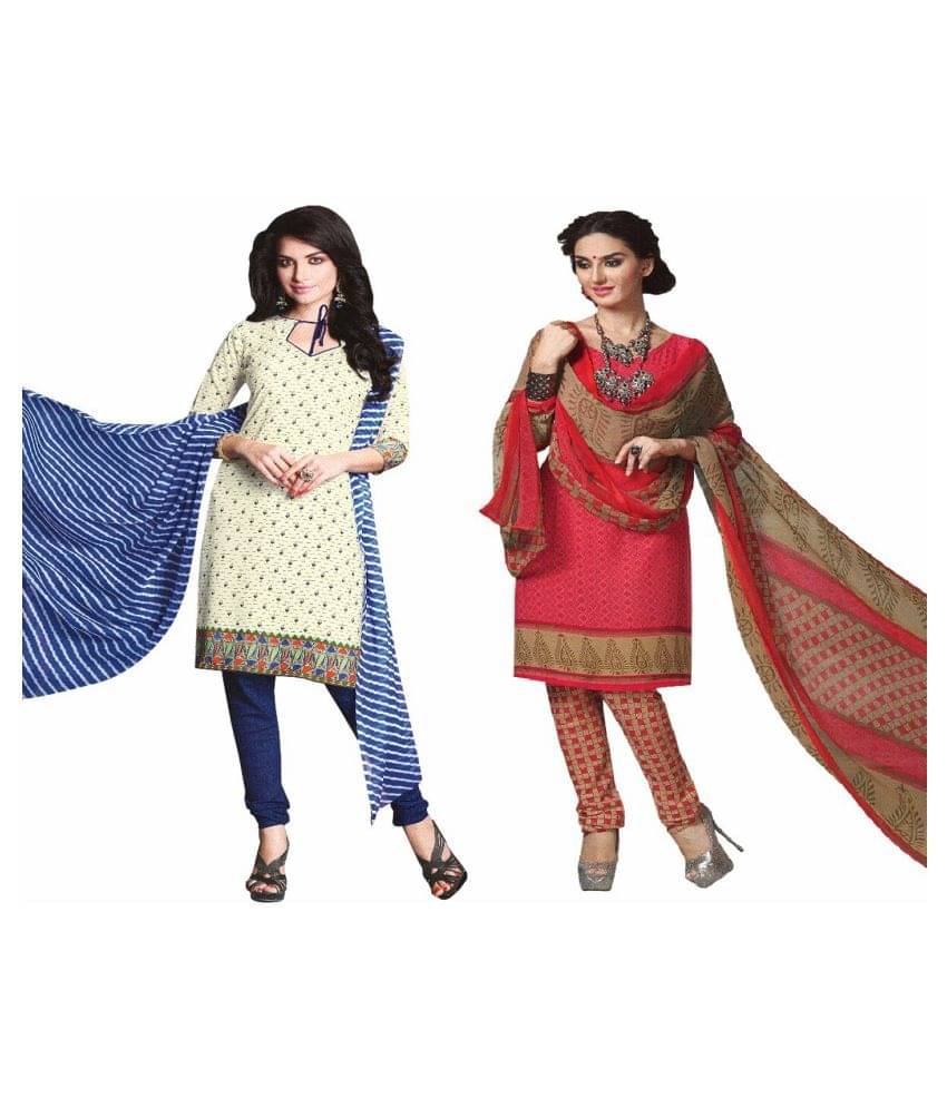 Reya White and Blue Crepe Dress Material Reya White and Blue Crepe Dress Material