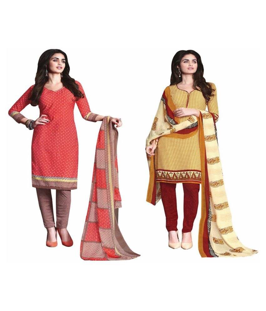 Reya Red and Brown Crepe Dress Material Reya Red and Brown Crepe Dress Material