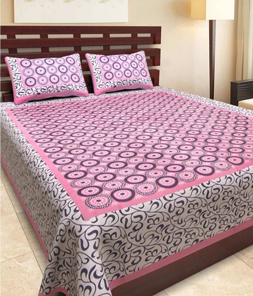     			Indian Royal Fashion Cotton Double Bedsheet ( Pink )