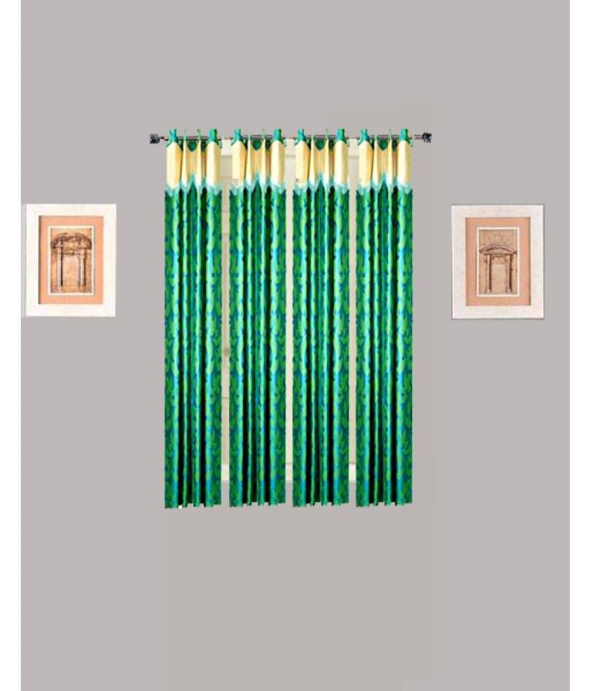 Tidy Set of 4 Window Eyelet Curtains Floral Green Tidy Set of 4 Window Eyelet Curtains Floral Green
