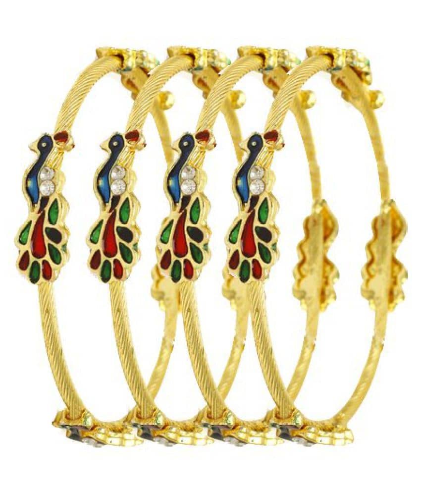 Youbella Pearl & Gold Bracelet Bangle Set For Women (2.6) - Bangles & Bracelets | Buy online on ZillyBuy