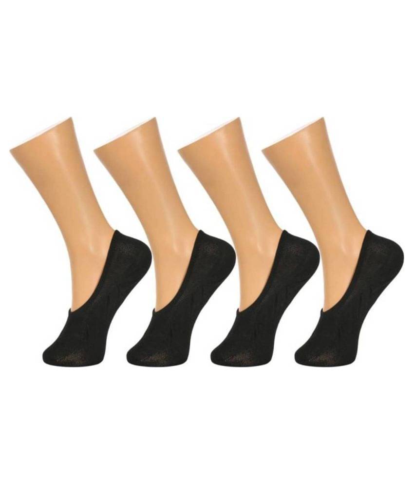     			Tahiro Black Cotton Footies Loafer Socks - Pack Of 4