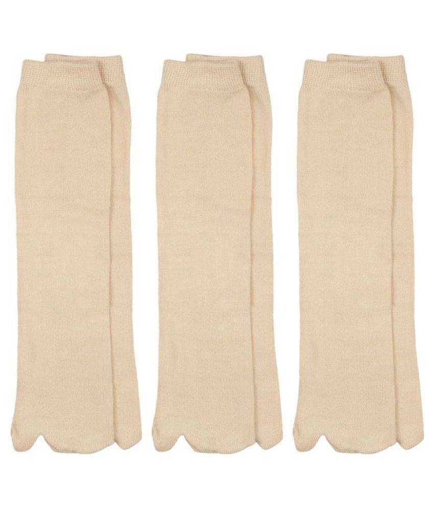     			Tahiro Beige Cotton Thumb Ankle Socks - Pock Of 3