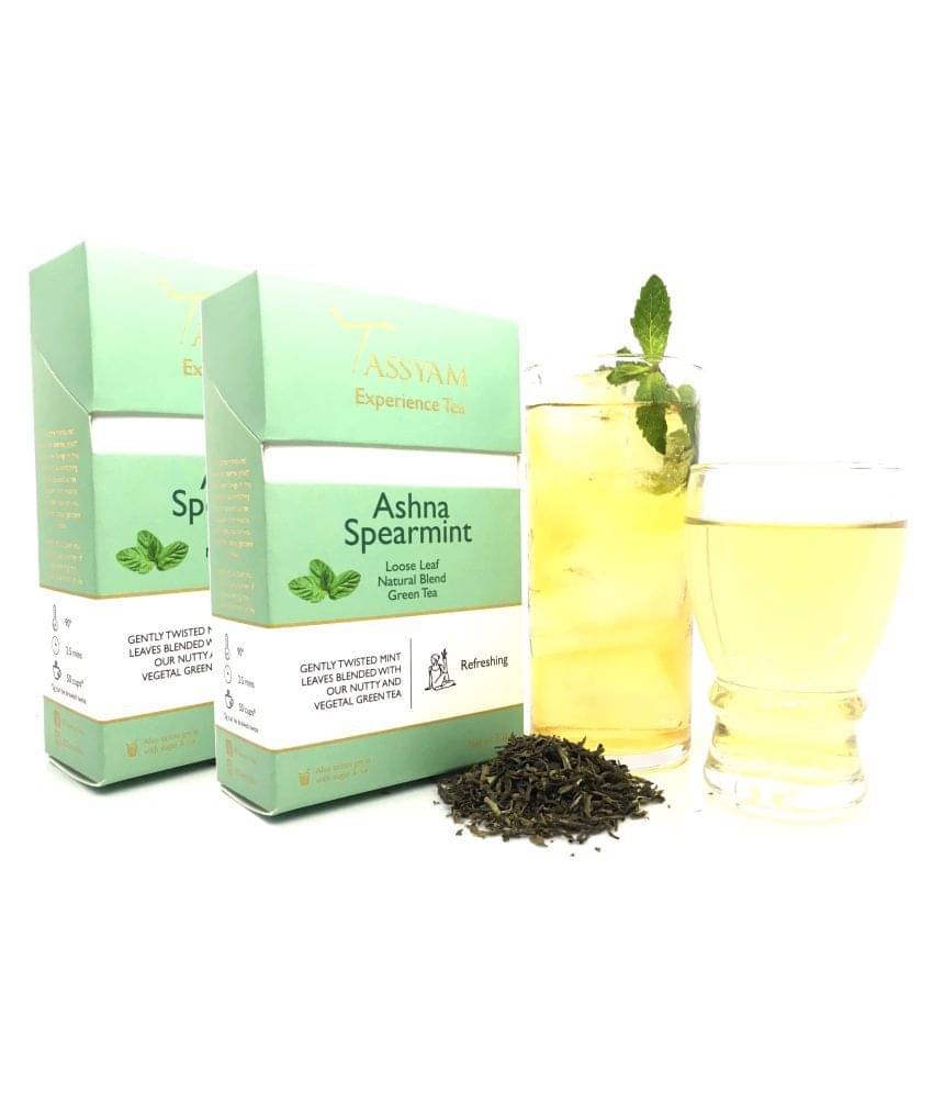 Tassyam Ashna Spearmint Green Tea Loose Leaf 100 gm Pack of 2 Tassyam Ashna Spearmint Green Tea Loose Leaf 100 gm Pack of 2