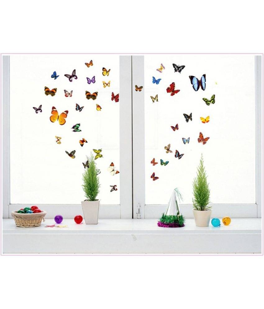     			Jaamso Royals Butterfly PVC Multicolour Wall Sticker - Pack of 1