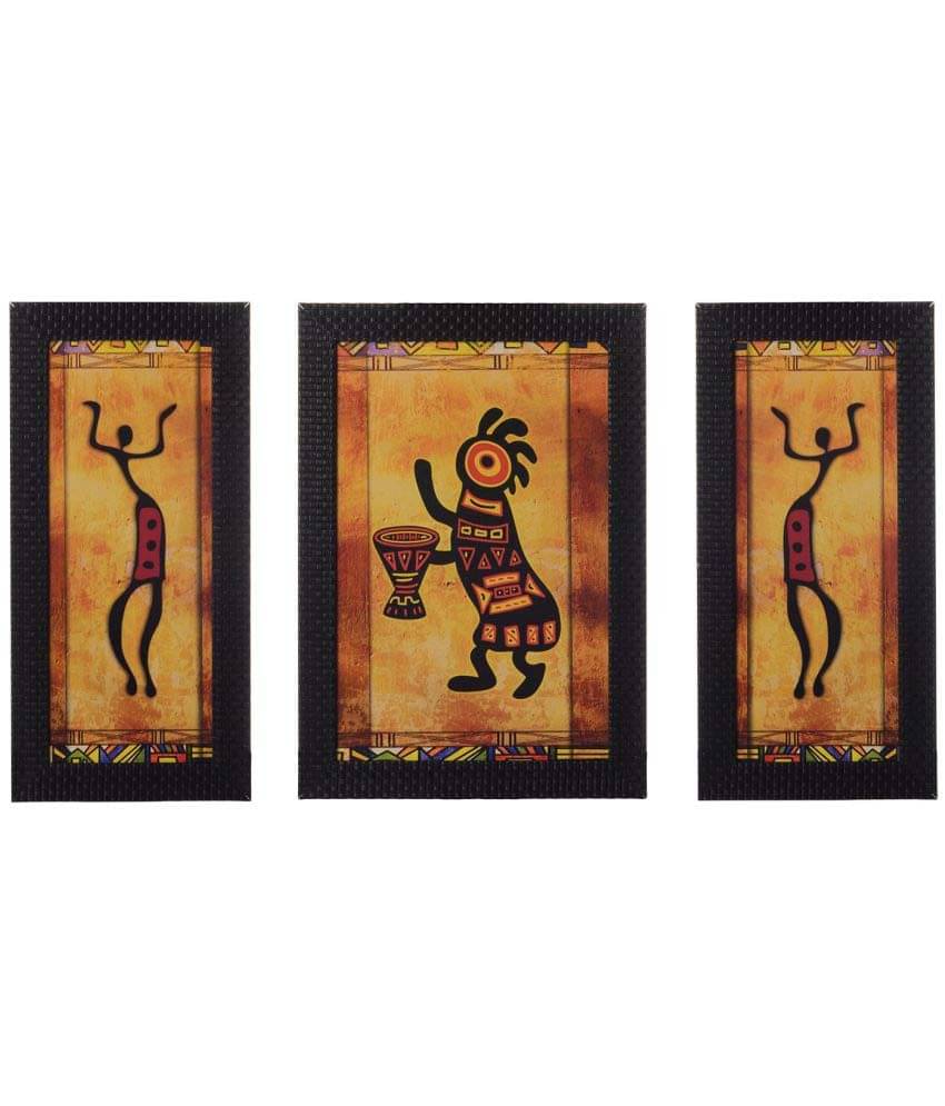     			eCraftIndia Set of 3 Satin Matt Textured Art Painting