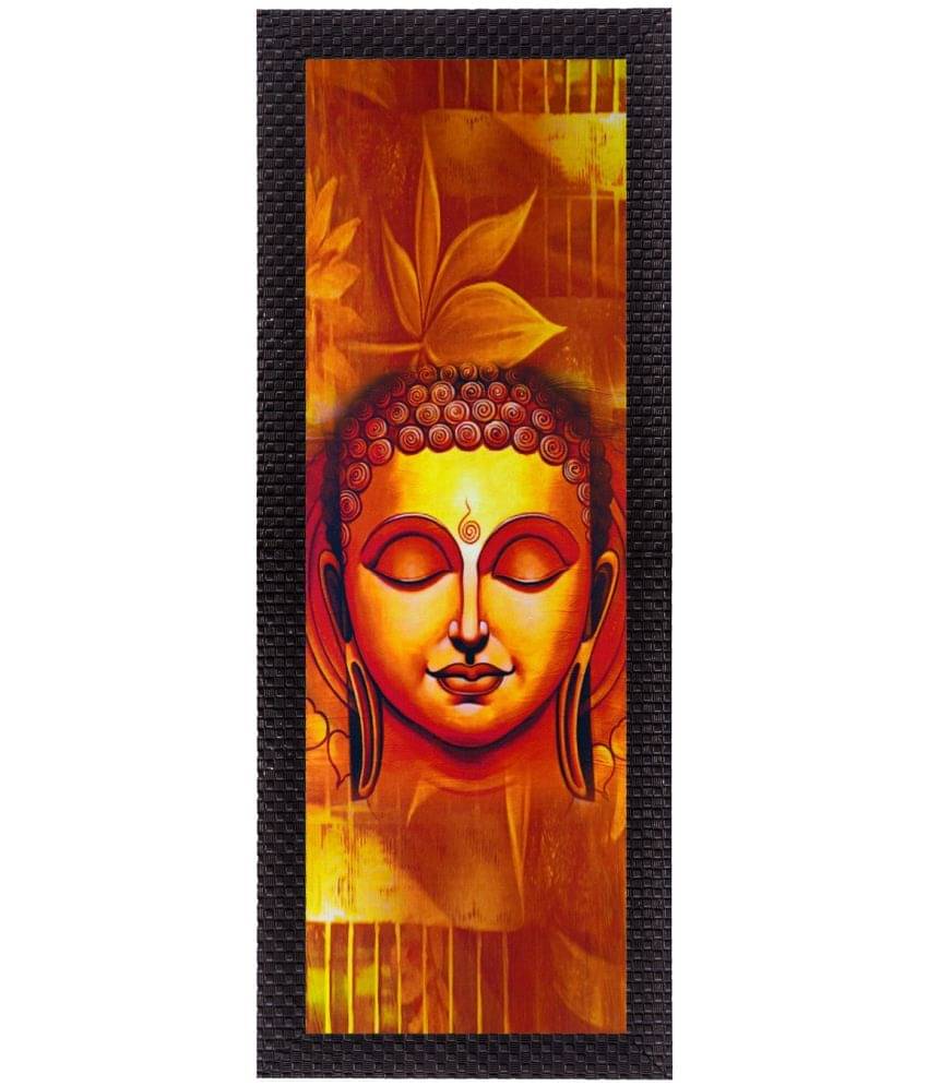 eCraftIndia Yellow & Orange Face Of Lord Buddha Satin Matt Texture UV Wall Art eCraftIndia Yellow & Orange Face Of Lord Buddha Satin Matt Texture UV Wall Art