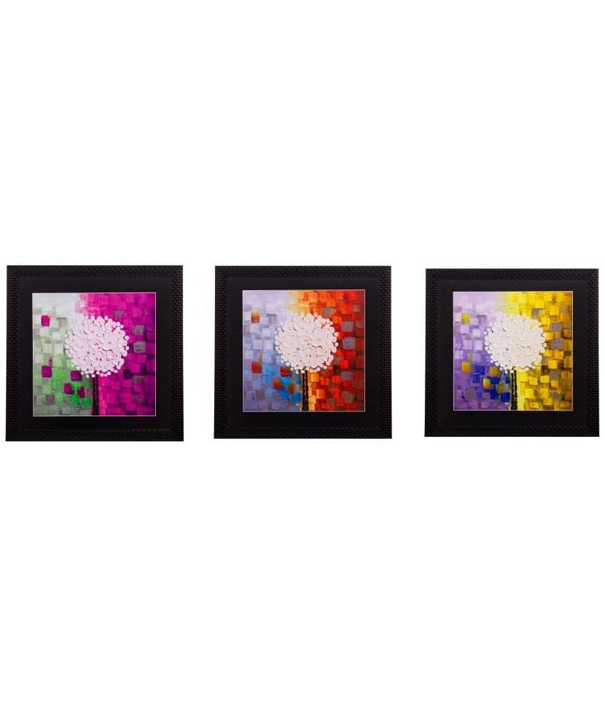 eCraftIndia Abstract Design Satin Matt Textured Framed UV Art Multicolor Wood Painting With Frame Set of 3 eCraftIndia Abstract Design Satin Matt Textured Framed UV Art Multicolor Wood Painting With Frame Set of 3