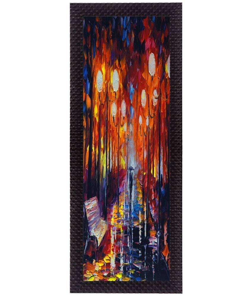     			eCraftIndia Orange & Blue Colorful Scenic Satin Matt Texture UV Painting Wall Art