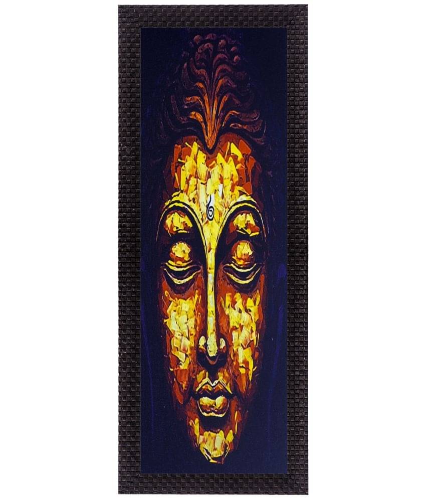     			eCraftIndia Black & Yellow Face Of Lord Buddha Satin Matt Texture UV Wall Art