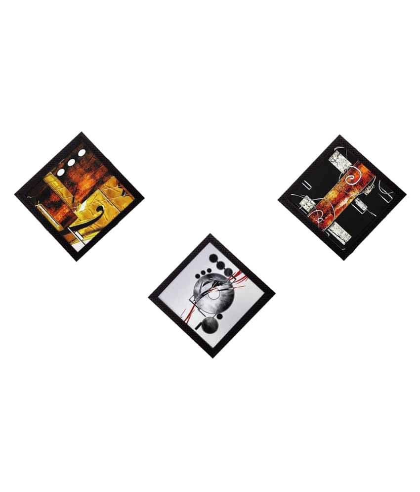     			eCraftIndia Multicoloured Set of 3 Abstract UV Wall Art