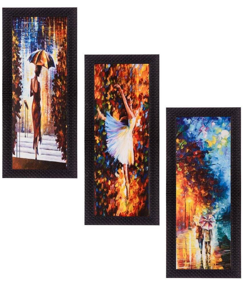     			eCraftIndia Multicoloured Set of 3 UV Wall Art