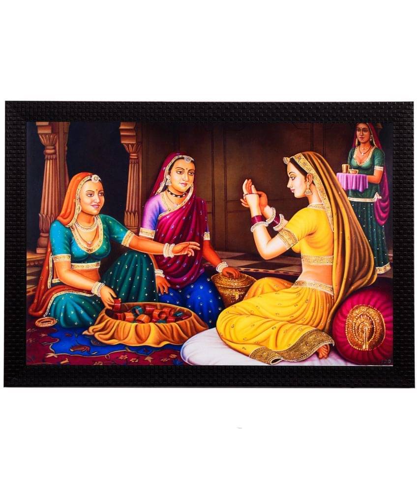 eCraftIndia Multicoloured Women Chit-Chat Satin Matt Texture Framed Artwork eCraftIndia Multicoloured Women Chit-Chat Satin Matt Texture Framed Artwork